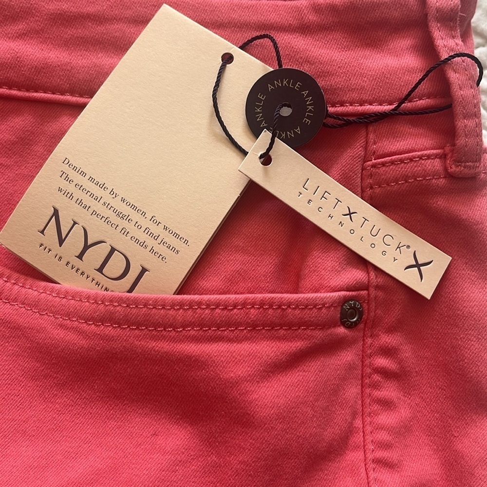 NYDJ PLUS Marilyn Straight Ankle Denim Jeans Pink Punch Lift N Tuck, Women’s 28W - Picture 3 of 6